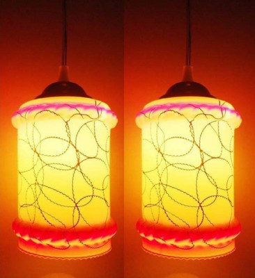 PR Prashant Pack of 2 Pendant Lamp Ceiling Lamp(Pink)