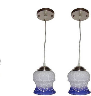 PR Prashant Pack of 2 Pendants Ceiling Lamp(Blue)