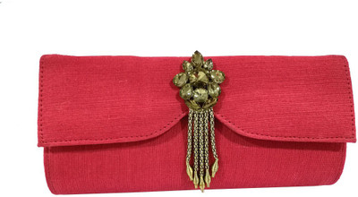 

jute story beyond bars Casual, Party Red Clutch