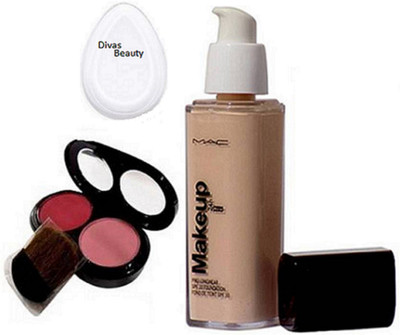 

divas beauty Silicon Puff & Makeup ProLongwear Foundation, 2 Shades Blusher(Set of 3)
