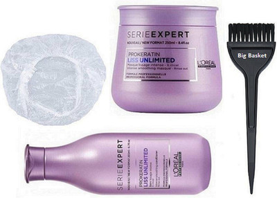 

big Basket Hair Brush, Series Expert Shampoo 300 mL + Masque 250 mL,Shower Cap(Set of 4)