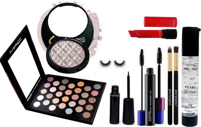 

CAROLINE Makeup Brush 2, 32 shade Eyeshadow Palette, selena Illuminator, Prep+Prime Pearl Gel Primer, Waterproof Eyeliner, Haute and Naughty Double Effect mascara, Liptensity Lipstick With eyelashes(Set of 9)