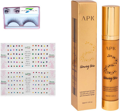 

SIRF TUM 7 SIRF TUM 7EYELASHES,ROOP NIKHAR BINDI, APK GLOWING SKIN LIGHT WEIGHT LIQUID ILLUMINATOR GOLD NO- PK 65 SET 3(Set of 3)