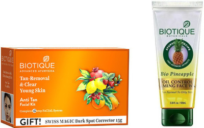 

BIOTIQUE BIO anti-tan facial kit, Pineapple Oil Control Foaming Face Wash(Set of 2)