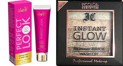 

iba halal care Perfect Look BB Cream With 24 Karat Gold (30g) with Shimmer Brick Illuminator- 03 Bronze Kiss(9g) combo(Set of 2)