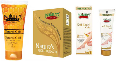 

Nature's Essence Gold Bleach + Gold illuminating Face wash + SOFT TOUCH- HAIR REMOVER 50(Set of 3)