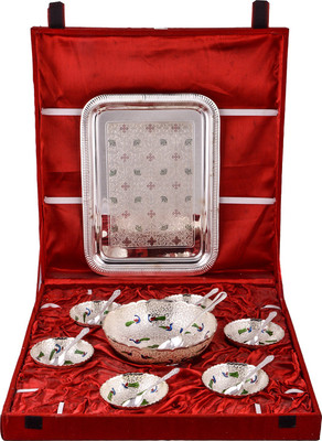 

Ellegent Mor Design Pudding Set Silver Plated Decorative Platter(Silver, Pack of 15)
