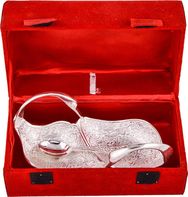 

Ellegent Duck Tray With Spoon set Silver Plated Decorative Platter(Silver, Pack of 2)