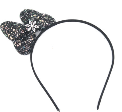 

SKD Glitter Sparkels Hairband Big Bow Headband Hair Accessories for Baby Girls/Women Head Band(Black)