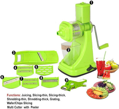 Floraware Juicer Combo slicers, 2 In 1 Cutter, Peeler Green Kitchen Tool Set(Green)