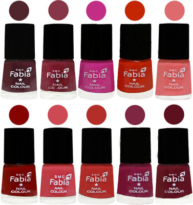 

FABIA Matte Nail Polish Combo/Multicolor Nail Polish/Mix Color/Combo Color Set of 10pcs(6ml each) 110201921 Wine-Wine Red-Pink Pink-Fire Orange-Baby Pink-Bold Red-Strawberry-Candy Orange-Dark Magenta-Maroon(Pack of 10)