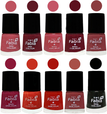 

FABIA Matte Nail Polish Combo/Multicolor Nail Polish/Mix Color/Combo Color Set of 10pcs(6ml each) 110202089 Coral Pink -Jam-Light Pink-Maroon-Dark Nude-Pure Wine-Orange-Reddish Red-Dark Peach-Black(Pack of 10)