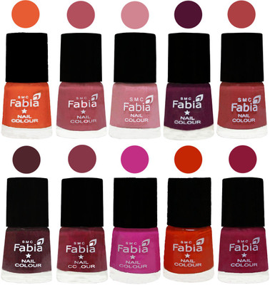 

FABIA Matte Nail Polish Combo/Multicolor Nail Polish/Mix Color/Combo Color Set of 10pcs(6ml each) 110201813 Sour Orange-Mauve Pink-Rose-Boysenberry-Peach-Wine-Wine Red-Pink Pink-Fire Orange-Baby Pink(Pack of 10)