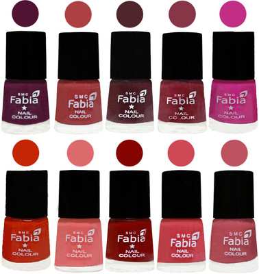 

FABIA Matte Nail Polish Combo/Multicolor Nail Polish/Mix Color/Combo Color Set of 10pcs(6ml each) 110201877 Boysenberry-Peach-Wine-Wine Red-Pink Pink-Fire Orange-Baby Pink-Bold Red-Strawberry-Coral Pink(Pack of 10)