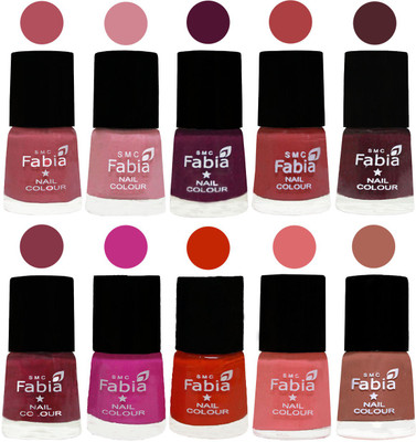 

FABIA Matte Nail Polish Combo/Multicolor Nail Polish/Mix Color/Combo Color Set of 10pcs(6ml each) 110201830 Mauve Pink-Rose-Boysenberry-Peach-Wine-Wine Red-Pink Pink-Fire Orange-Baby Pink-Coral(Pack of 10)