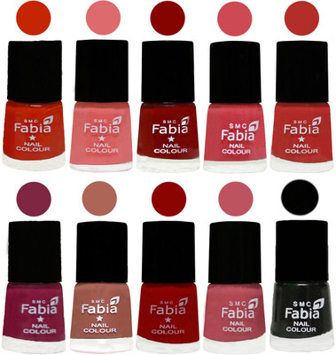 

FABIA Matte Nail Polish Combo/Multicolor Nail Polish/Mix Color/Combo Color Set of 10pcs(6ml each) 110201989 Fire Orange-Baby Pink-Bold Red-Strawberry-Candy Orange-Dark Magenta-Coral-Red-Coral Pink -Black(Pack of 10)