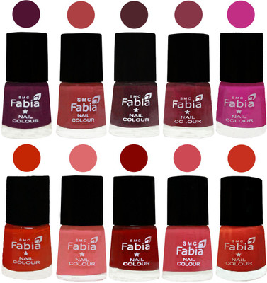 

FABIA Matte Nail Polish Combo/Multicolor Nail Polish/Mix Color/Combo Color Set of 10pcs(6ml each) 110201883 Boysenberry-Peach-Wine-Wine Red-Pink Pink-Fire Orange-Baby Pink-Bold Red-Strawberry-Orange(Pack of 10)