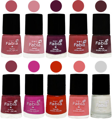 

FABIA Matte Nail Polish Combo/Multicolor Nail Polish/Mix Color/Combo Color Set of 10pcs(6ml each) 110201848 Mauve Pink-Rose-Boysenberry-Peach-Wine-Wine Red-Pink Pink-Fire Orange-Baby Pink-White(Pack of 10)