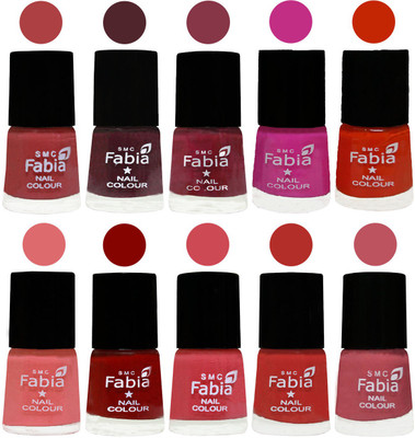 

FABIA Matte Nail Polish Combo/Multicolor Nail Polish/Mix Color/Combo Color Set of 10pcs(6ml each) 110201898 Peach-Wine-Wine Red-Pink Pink-Fire Orange-Baby Pink-Bold Red-Strawberry-Candy Orange-Coral Pink(Pack of 10)