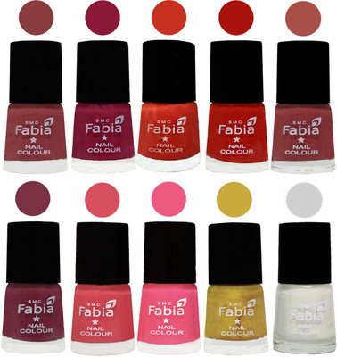 

FABIA Matte Nail Polish Combo/Multicolor Nail Polish/Mix Color/Combo Color Set of 10pcs(6ml each) 110202114 Dark Nude-Pure Wine-Orange-Reddish Red-Dark Peach-Plum-Punch Pink-Shock Pink Light-Mattis gold-White(Pack of 10)