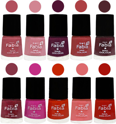 

FABIA Matte Nail Polish Combo/Multicolor Nail Polish/Mix Color/Combo Color Set of 10pcs(6ml each) 110201839 Mauve Pink-Rose-Boysenberry-Peach-Wine-Wine Red-Pink Pink-Fire Orange-Baby Pink-Reddish Red(Pack of 10)