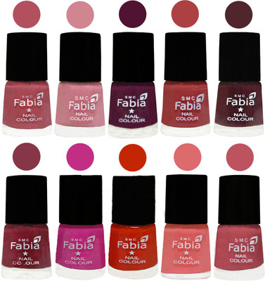 

FABIA Matte Nail Polish Combo/Multicolor Nail Polish/Mix Color/Combo Color Set of 10pcs(6ml each) 110201832 Mauve Pink-Rose-Boysenberry-Peach-Wine-Wine Red-Pink Pink-Fire Orange-Baby Pink-Coral Pink(Pack of 10)