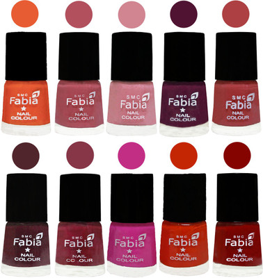 

FABIA Matte Nail Polish Combo/Multicolor Nail Polish/Mix Color/Combo Color Set of 10pcs(6ml each) 110201802 Sour Orange-Mauve Pink-Rose-Boysenberry-Peach-Wine-Wine Red-Pink Pink-Fire Orange-Baby Pink(Pack of 10)