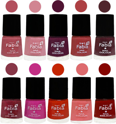 

FABIA Matte Nail Polish Combo/Multicolor Nail Polish/Mix Color/Combo Color Set of 10pcs(6ml each) 110201826 Mauve Pink-Rose-Boysenberry-Peach-Wine-Wine Red-Pink Pink-Fire Orange-Baby Pink-Bold Red(Pack of 10)