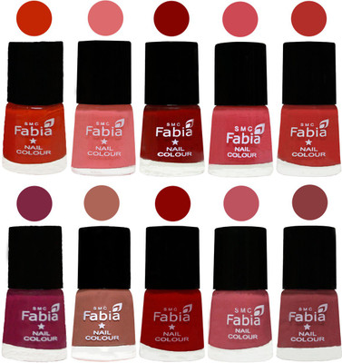 

FABIA Matte Nail Polish Combo/Multicolor Nail Polish/Mix Color/Combo Color Set of 10pcs(6ml each) 110201976 Fire Orange-Baby Pink-Bold Red-Strawberry-Candy Orange-Dark Magenta-Coral-Red-Coral Pink -Dark Nude(Pack of 10)
