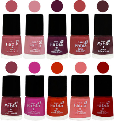 

FABIA Matte Nail Polish Combo/Multicolor Nail Polish/Mix Color/Combo Color Set of 10pcs(6ml each) 110201831 Mauve Pink-Rose-Boysenberry-Peach-Wine-Wine Red-Pink Pink-Fire Orange-Baby Pink-Red(Pack of 10)
