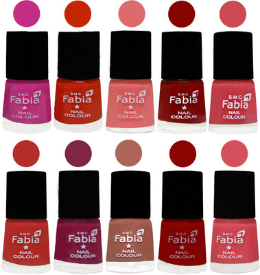 

FABIA Matte Nail Polish Combo/Multicolor Nail Polish/Mix Color/Combo Color Set of 10pcs(6ml each) 110201965 Pink Pink-Fire Orange-Baby Pink-Bold Red-Strawberry-Candy Orange-Dark Magenta-Coral-Red-Punch Pink(Pack of 10)