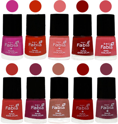 

FABIA Matte Nail Polish Combo/Multicolor Nail Polish/Mix Color/Combo Color Set of 10pcs(6ml each) 110201964 Pink Pink-Fire Orange-Baby Pink-Bold Red-Strawberry-Candy Orange-Dark Magenta-Coral-Red-Plum(Pack of 10)