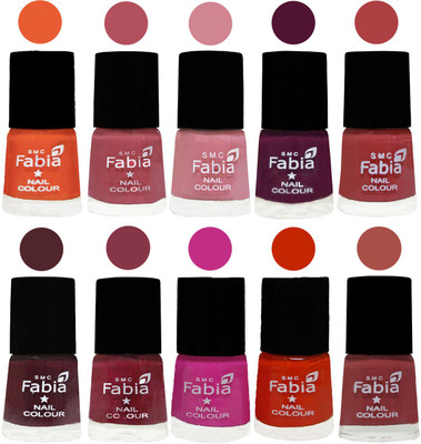

FABIA Matte Nail Polish Combo/Multicolor Nail Polish/Mix Color/Combo Color Set of 10pcs(6ml each) 110201816 Sour Orange-Mauve Pink-Rose-Boysenberry-Peach-Wine-Wine Red-Pink Pink-Fire Orange-Baby Pink(Pack of 10)