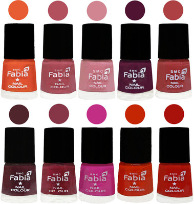 

FABIA Matte Nail Polish Combo/Multicolor Nail Polish/Mix Color/Combo Color Set of 10pcs(6ml each) 110201815 Sour Orange-Mauve Pink-Rose-Boysenberry-Peach-Wine-Wine Red-Pink Pink-Fire Orange-Baby Pink(Pack of 10)