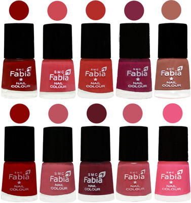 

FABIA Matte Nail Polish Combo/Multicolor Nail Polish/Mix Color/Combo Color Set of 10pcs(6ml each) 110202014 Bold Red-Strawberry-Candy Orange-Dark Magenta-Coral-Red-Coral Pink -Jam-Light Pink-Shock Pink Light(Pack of 10)