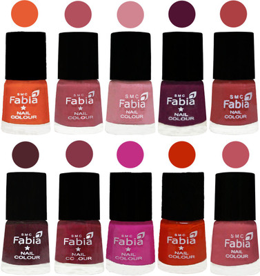 

FABIA Matte Nail Polish Combo/Multicolor Nail Polish/Mix Color/Combo Color Set of 10pcs(6ml each) 110201808 Sour Orange-Mauve Pink-Rose-Boysenberry-Peach-Wine-Wine Red-Pink Pink-Fire Orange-Baby Pink(Pack of 10)