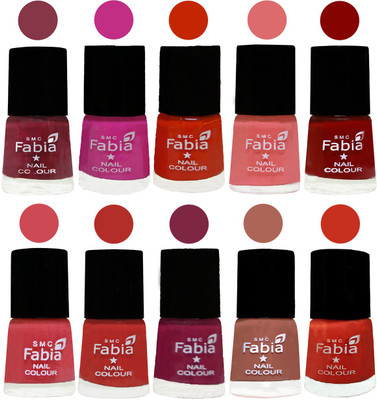 

FABIA Matte Nail Polish Combo/Multicolor Nail Polish/Mix Color/Combo Color Set of 10pcs(6ml each) 110201943 Wine Red-Pink Pink-Fire Orange-Baby Pink-Bold Red-Strawberry-Candy Orange-Dark Magenta-Coral-Orange(Pack of 10)