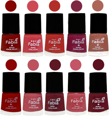 

FABIA Matte Nail Polish Combo/Multicolor Nail Polish/Mix Color/Combo Color Set of 10pcs(6ml each) 110202006 Bold Red-Strawberry-Candy Orange-Dark Magenta-Coral-Red-Coral Pink -Jam-Light Pink-Maroon(Pack of 10)