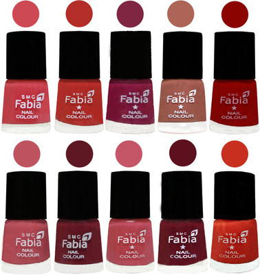 

FABIA Matte Nail Polish Combo/Multicolor Nail Polish/Mix Color/Combo Color Set of 10pcs(6ml each) 110202023 Strawberry-Candy Orange-Dark Magenta-Coral-Red-Coral Pink -Jam-Light Pink-Maroon-Orange(Pack of 10)