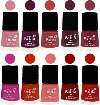

FABIA Matte Nail Polish Combo/Multicolor Nail Polish/Mix Color/Combo Color Set of 10pcs(6ml each) 110201862 Rose-Boysenberry-Peach-Wine-Wine Red-Pink Pink-Fire Orange-Baby Pink-Bold Red-Reddish Red(Pack of 10)