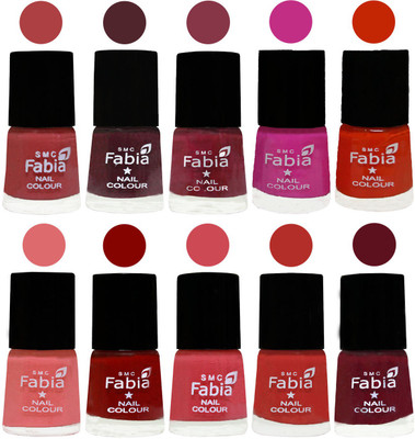 

FABIA Matte Nail Polish Combo/Multicolor Nail Polish/Mix Color/Combo Color Set of 10pcs(6ml each) 110201901 Peach-Wine-Wine Red-Pink Pink-Fire Orange-Baby Pink-Bold Red-Strawberry-Candy Orange-Maroon(Pack of 10)