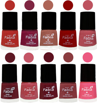 

FABIA Matte Nail Polish Combo/Multicolor Nail Polish/Mix Color/Combo Color Set of 10pcs(6ml each) 110202041 Candy Orange-Dark Magenta-Coral-Red-Coral Pink -Jam-Light Pink-Maroon-Dark Nude-Shock Pink Light(Pack of 10)