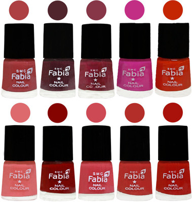 

FABIA Matte Nail Polish Combo/Multicolor Nail Polish/Mix Color/Combo Color Set of 10pcs(6ml each) 110201905 Peach-Wine-Wine Red-Pink Pink-Fire Orange-Baby Pink-Bold Red-Strawberry-Candy Orange-Reddish Red(Pack of 10)