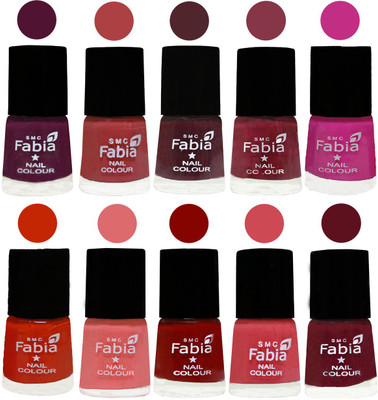 

FABIA Matte Nail Polish Combo/Multicolor Nail Polish/Mix Color/Combo Color Set of 10pcs(6ml each) 110201880 Boysenberry-Peach-Wine-Wine Red-Pink Pink-Fire Orange-Baby Pink-Bold Red-Strawberry-Maroon(Pack of 10)