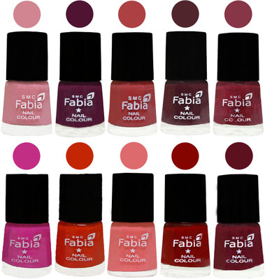 

FABIA Matte Nail Polish Combo/Multicolor Nail Polish/Mix Color/Combo Color Set of 10pcs(6ml each) 110201858 Rose-Boysenberry-Peach-Wine-Wine Red-Pink Pink-Fire Orange-Baby Pink-Bold Red-Maroon(Pack of 10)