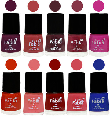 

FABIA Matte Nail Polish Combo/Multicolor Nail Polish/Mix Color/Combo Color Set of 10pcs(6ml each) 110201891 Boysenberry-Peach-Wine-Wine Red-Pink Pink-Fire Orange-Baby Pink-Bold Red-Strawberry-Shock Blue Dark(Pack of 10)
