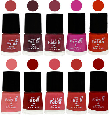 

FABIA Matte Nail Polish Combo/Multicolor Nail Polish/Mix Color/Combo Color Set of 10pcs(6ml each) 110201897 Peach-Wine-Wine Red-Pink Pink-Fire Orange-Baby Pink-Bold Red-Strawberry-Candy Orange-Red(Pack of 10)