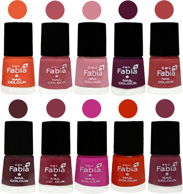 

FABIA Matte Nail Polish Combo/Multicolor Nail Polish/Mix Color/Combo Color Set of 10pcs(6ml each) 110201817 Sour Orange-Mauve Pink-Rose-Boysenberry-Peach-Wine-Wine Red-Pink Pink-Fire Orange-Baby Pink(Pack of 10)