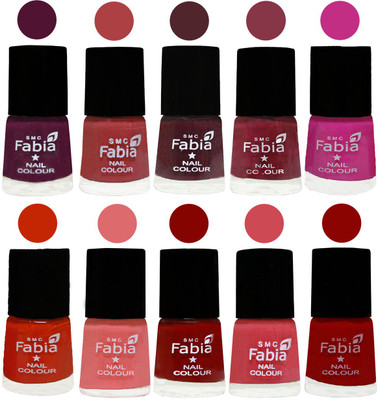 

FABIA Matte Nail Polish Combo/Multicolor Nail Polish/Mix Color/Combo Color Set of 10pcs(6ml each) 110201876 Boysenberry-Peach-Wine-Wine Red-Pink Pink-Fire Orange-Baby Pink-Bold Red-Strawberry-Red(Pack of 10)