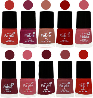 

FABIA Matte Nail Polish Combo/Multicolor Nail Polish/Mix Color/Combo Color Set of 10pcs(6ml each) 110202037 Candy Orange-Dark Magenta-Coral-Red-Coral Pink -Jam-Light Pink-Maroon-Dark Nude-Reddish Red(Pack of 10)